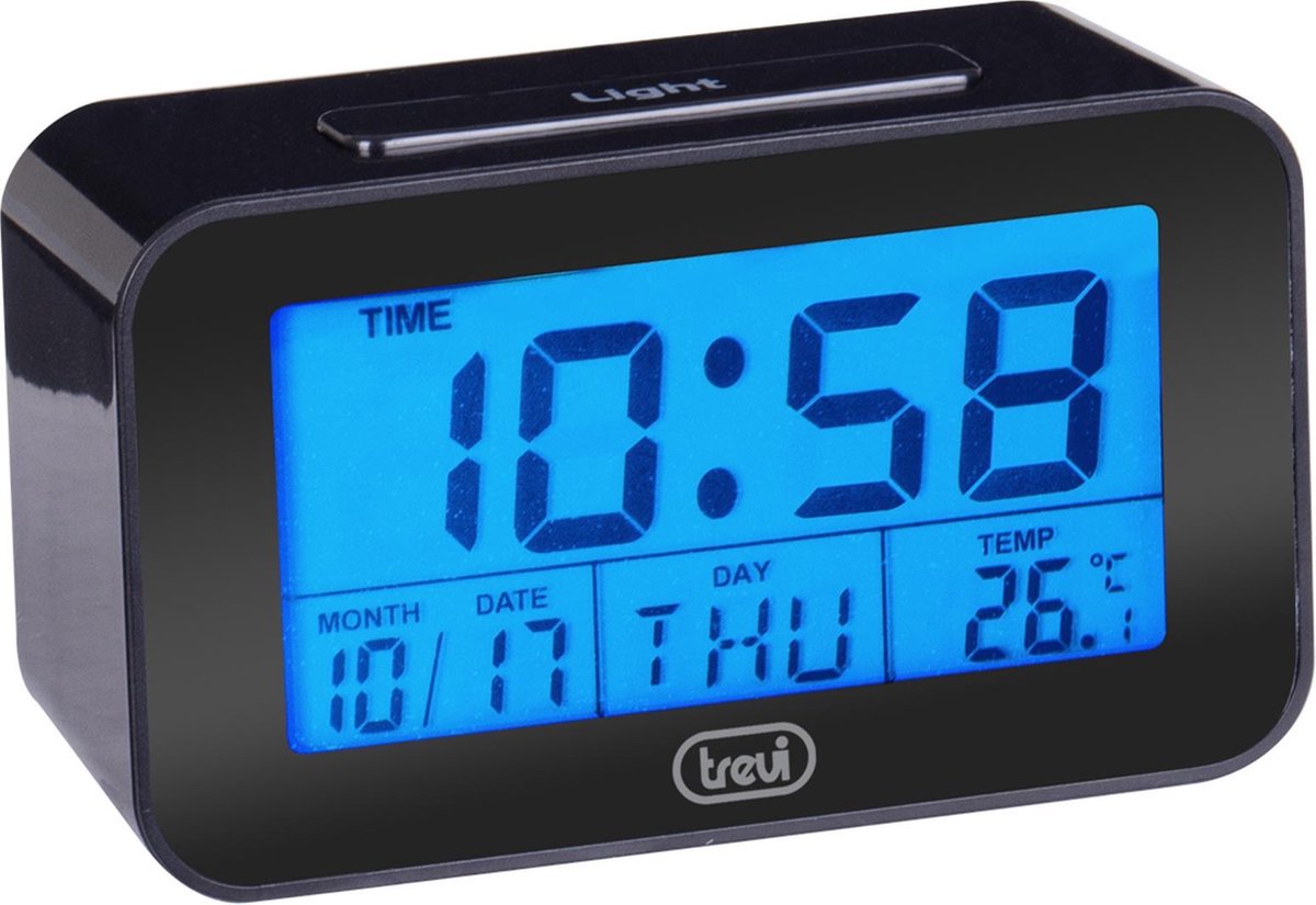 Trevi 0SL3P5002 - Digitale wekker - LCD scherm, datumaanduiding, thermometer, zwart