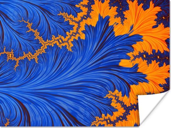 kapperszaak mobiel Antecedent Psychedelische kunst met blauw en oranje poster 160x120 cm - Foto print op  Poster... | bol.com