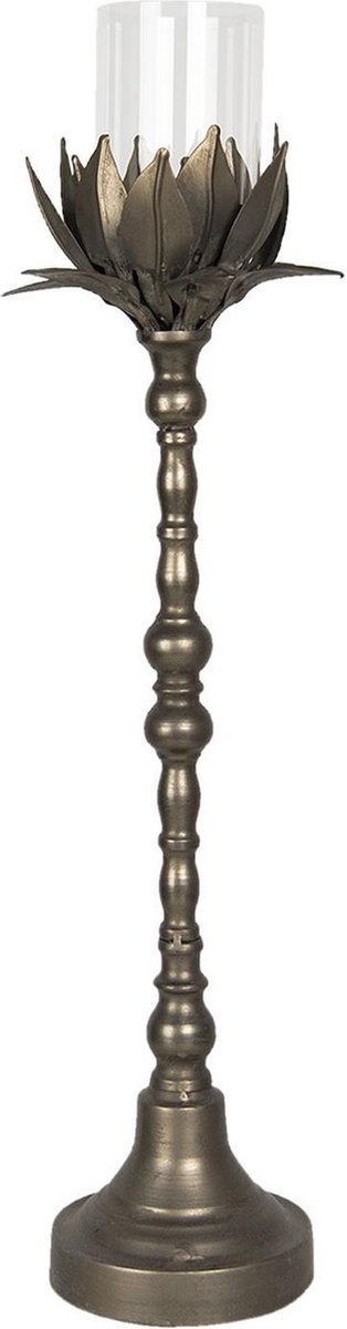 Clayre & Eef Kandelaar Ø 17*61 cm Bruin Ijzer Rond Kaarsenstandaard Kaarsenhouder