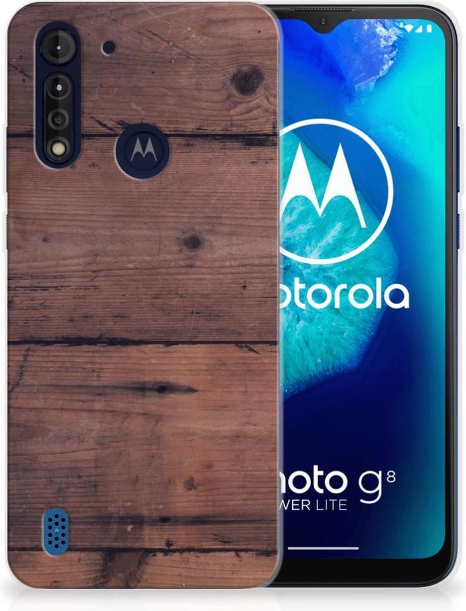 Motorola Moto G8 Power Lite Bumper Hoesje Old Wood