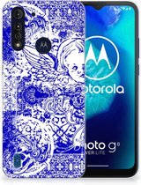 Back Case TPU Siliconen Hoesje Motorola Moto G8 Power Lite Smartphone hoesje Angel Skull Blue
