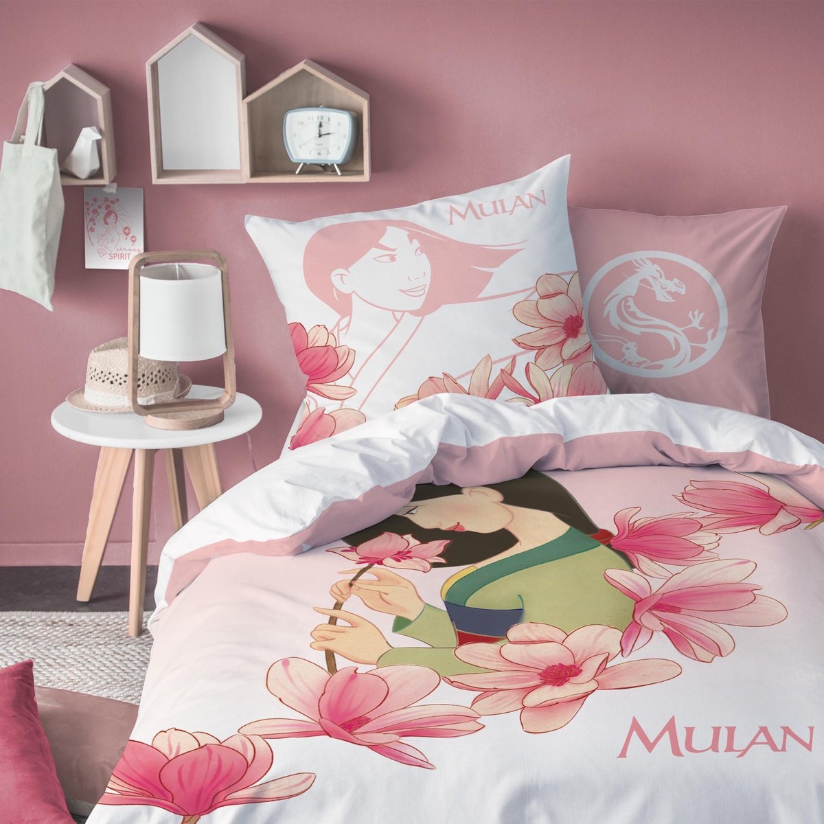 Housse de couette Disney Mulan Blossom - Simple - 140 x 200 cm - Rose |  bol.com