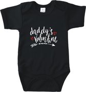 Rompertjes baby met tekst - Daddy's Valentine - Romper zwart - Maat 50/56
