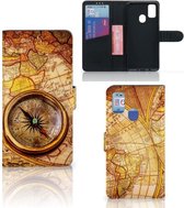 GSM Hoesje Geschikt voor Samsung Galaxy M21 Book Cover Geschikt voor Samsung M30s Magnet Case Kompas