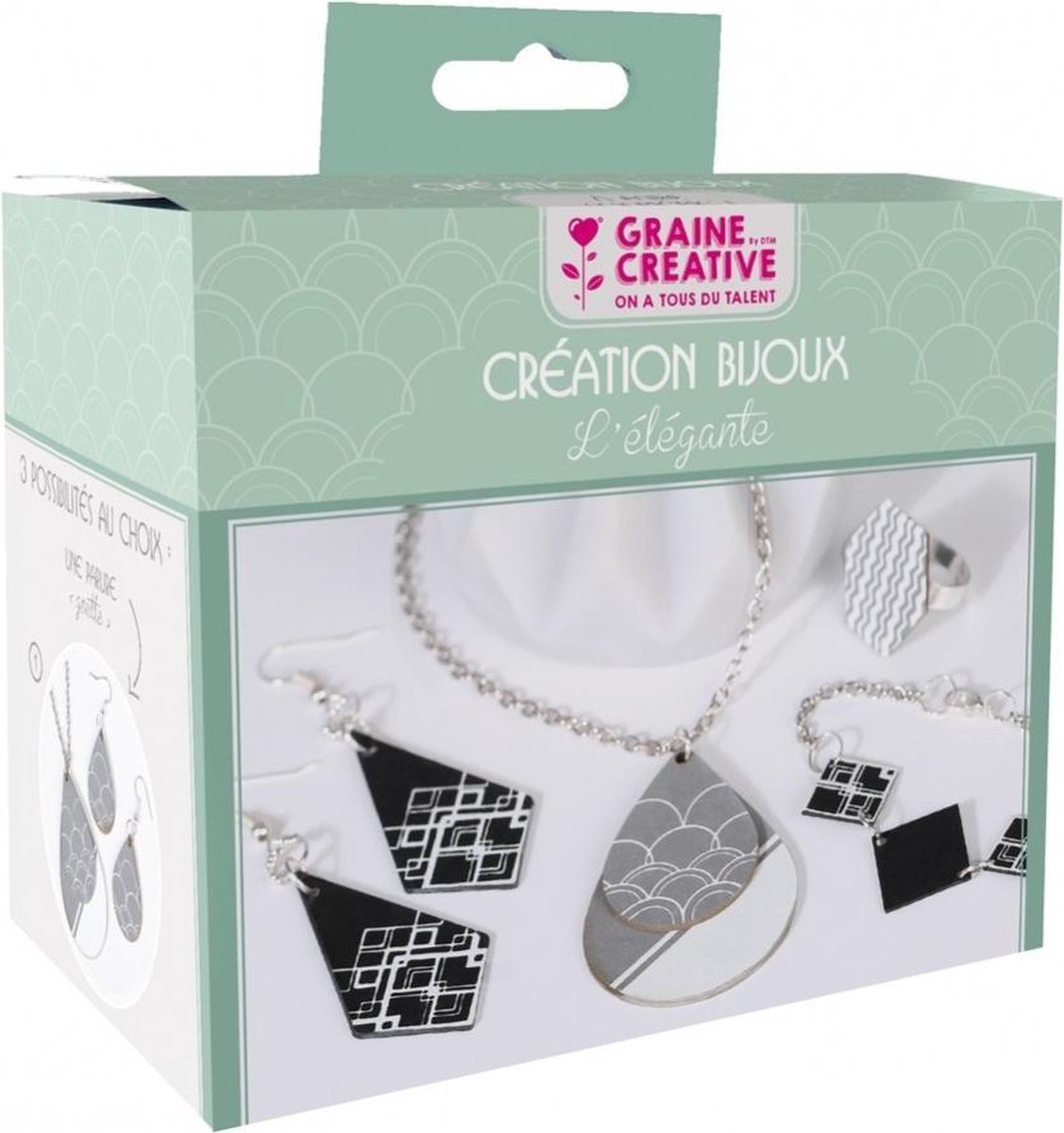 GRAINES CREATIVES - Complete DIY juwelen maakset, chique zwart en zilveren sieraden