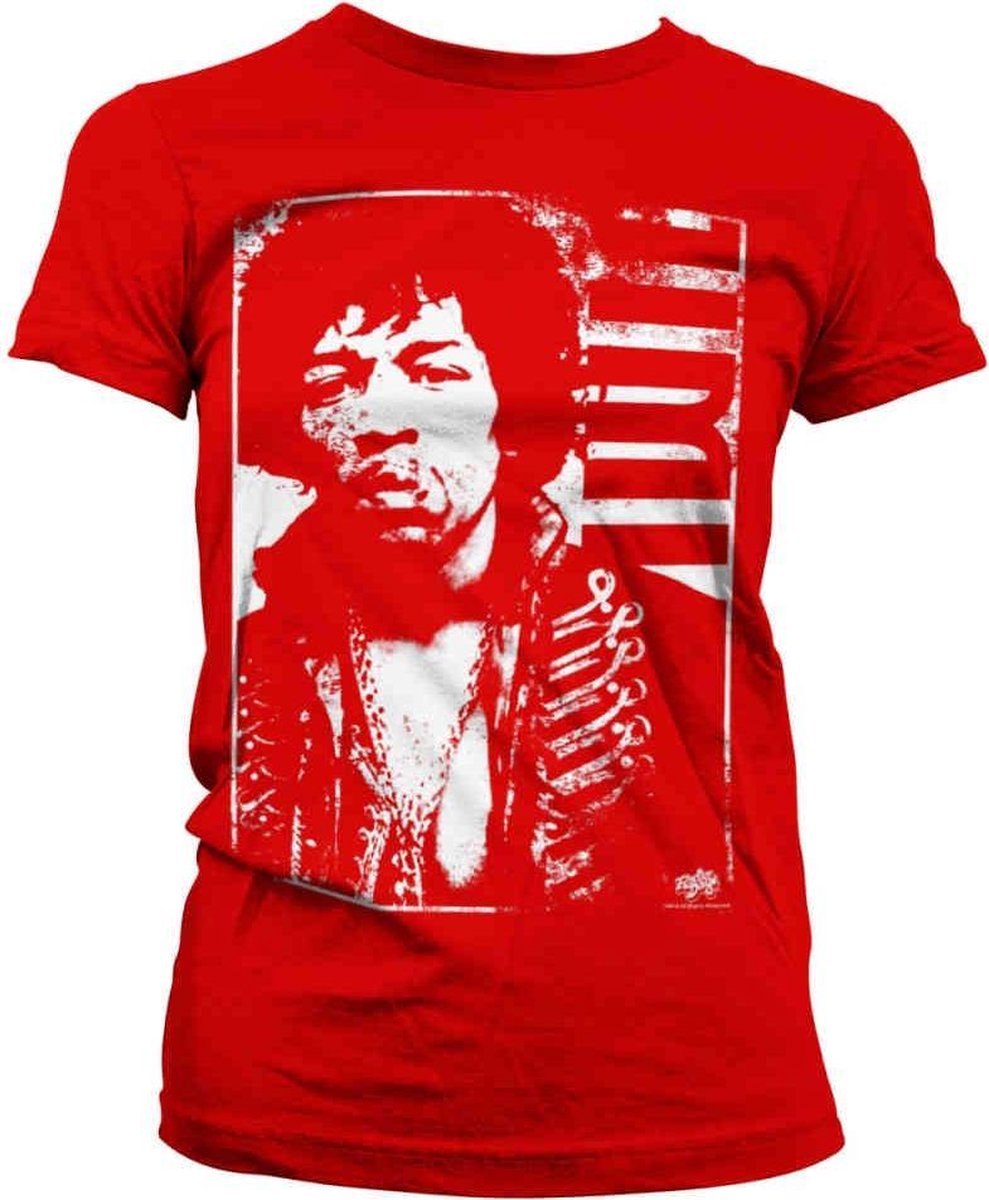 Jimi Hendrix Dames Tshirt -XL- Distressed Rood