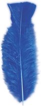 100x Blauwe veren/sierveertjes decoratie/hobbymateriaal 17 cm - Sierveren - Veertjes - Hobby materiaal om mee te knutselen