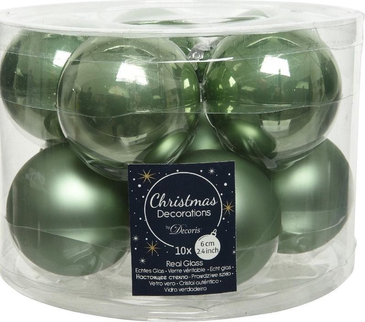 20x Salie groene glazen kerstballen 6 cm glans en mat Glans