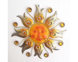 Onthewall | Zon | bloem | oranje | metaal & glas | XL | 40 x 40cm