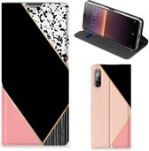 Bookcase Hoesje Sony Xperia L4 Smart Cover Black Pink Shapes