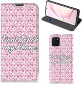 Coque Samsung Galaxy Note 10 Lite Bookcase Fleurs Pink Ne touchez pas mon téléphone