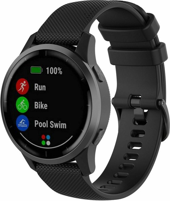 Siliconen Smartwatch bandje - Geschikt voor  Garmin Vivoactive 4s silicone band - 40mm - zwart - Horlogeband / Polsband / Armband