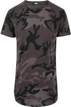 Urban Classics Heren Tshirt -S- Camo Shaped Long Zwart/Zwart