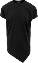 Urban Classics - Asymetric Long Heren T-shirt - M - Zwart