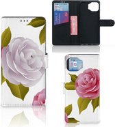 Wallet Book Case Motorola Moto G 5G Plus Telefoon Hoesje Cadeau voor haar Roses