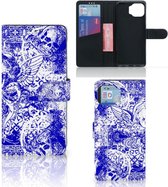 Book Style Case Motorola Moto G 5G Plus Smartphone Hoesje Angel Skull Blue