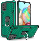 Samsung Galaxy A71 Hoesje met Kickstand Ring Donker Groen