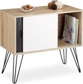 Relaxdays dressoir retro design van hout - 60er commode - 4 metalen poten - tv meubel