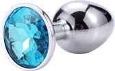 ToySecrets - Aluminium buttplug met lichtblauwe diamant - Small