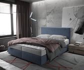 Bed Dream-Well Marineblauw 160x200 cm Microvezel stof met matras en topper boxspring-bed