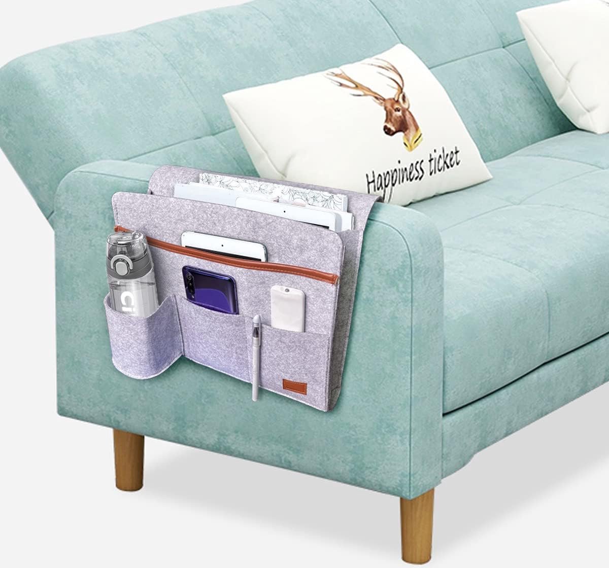 Betoores Organizer voor op de bank, om op te hangen, vilt, hang-organizer, tas met 5 vakken voor bank, stoel, bed, leuning, bureaus, toonbank, kast, tv of koffie