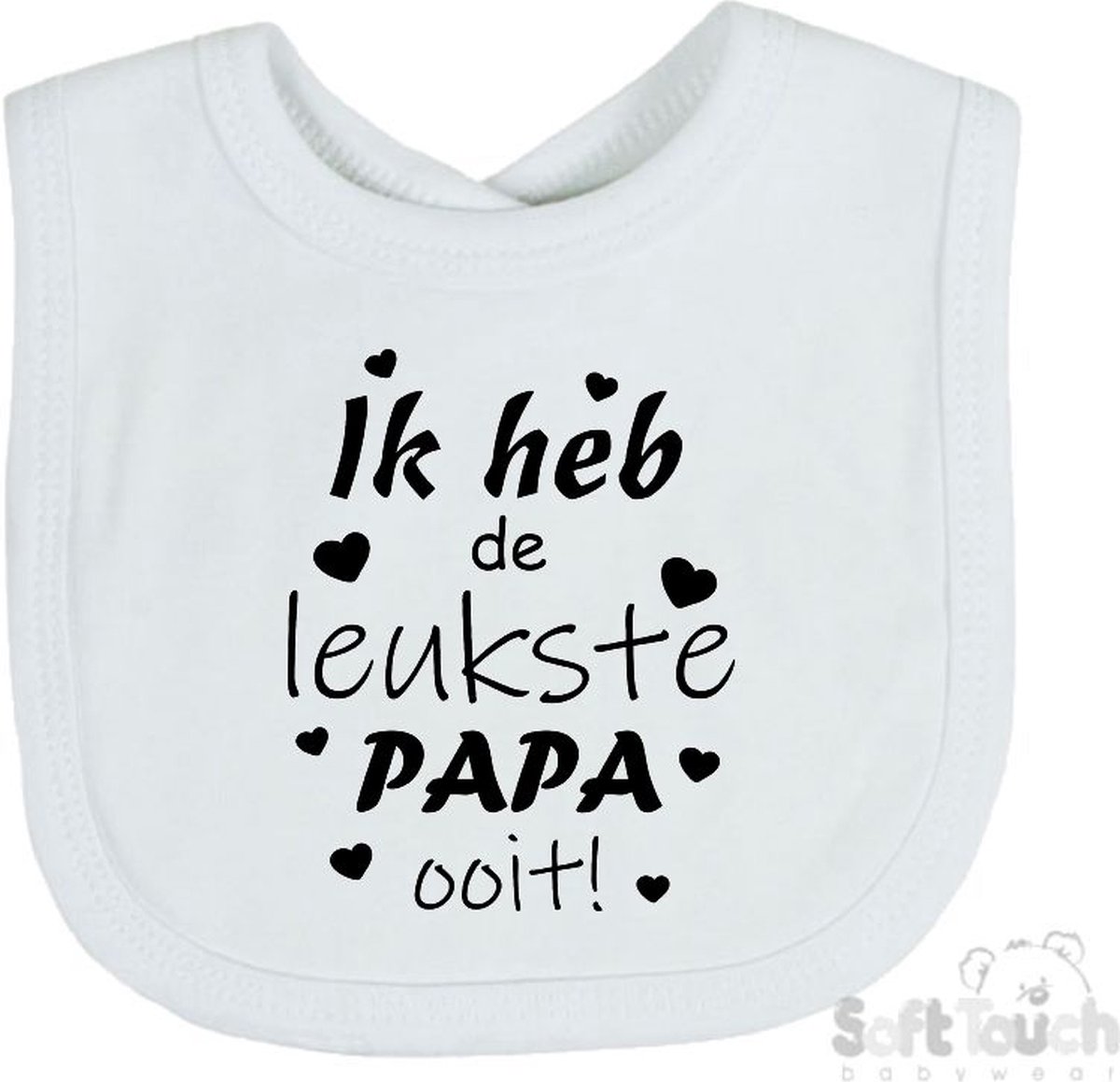 Goedkoopste Soft Touch Slabber Slabbetje Slab Ik heb de leukste papa ooit! Vader Vaderdag Unisex Katoen Wit/zwart Maat 33x22 Cm