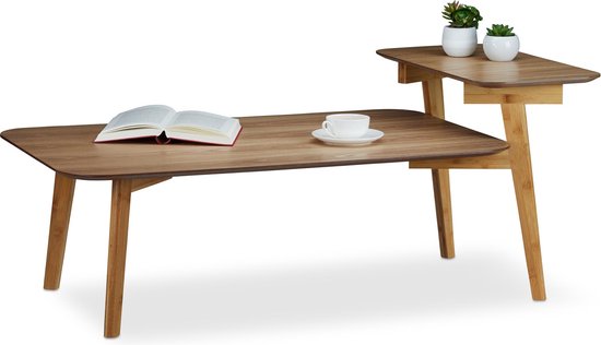 cursief Boomgaard willekeurig relaxdays salontafel bamboe - houten salontafel - met plank - bijzettafel -  laag | bol.com