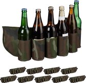 Relaxdays 10x bier gordel camouflage - drankgordel voor blikjes of flesjes - bier riem