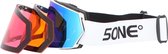 5one® Skibril Alpine 6 Bleu Raspbery Medium Skibril met wit montuur met 3 lenzen