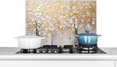 Spatscherm keuken 60x40 cm - Kookplaat achterwand Bomen - Aquarel - Kunst - Natuur - Muurbeschermer - Spatwand fornuis - Hoogwaardig aluminium