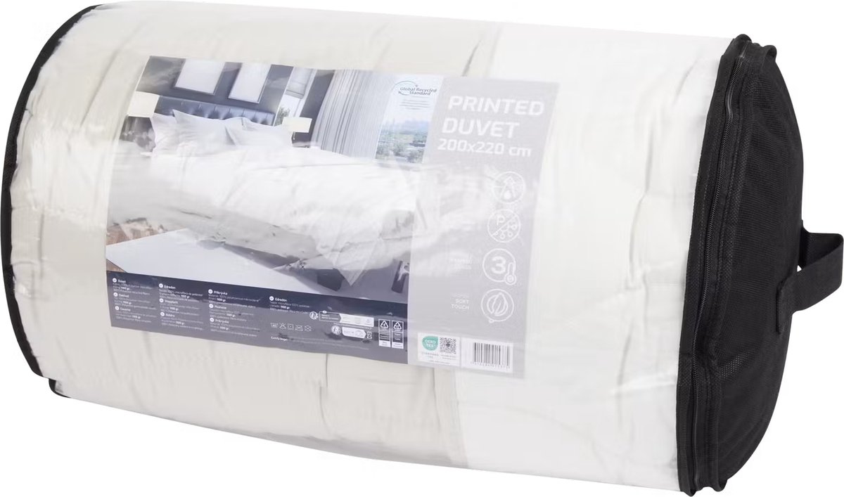 Qiwagu Wit dekbed 220 x 240 cm, omkeerbaar dekbed met groen
