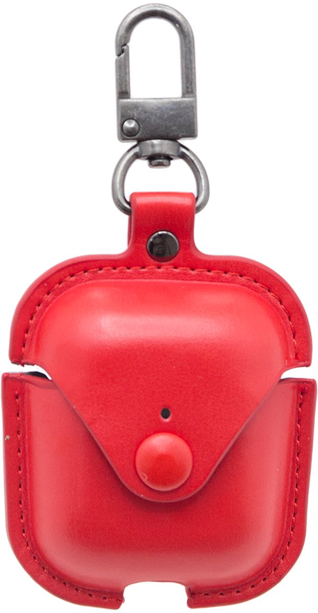 Premium Hoesje Geschikt Voor Airpods 1 / 2 Case Rood Oplaadcase Leer