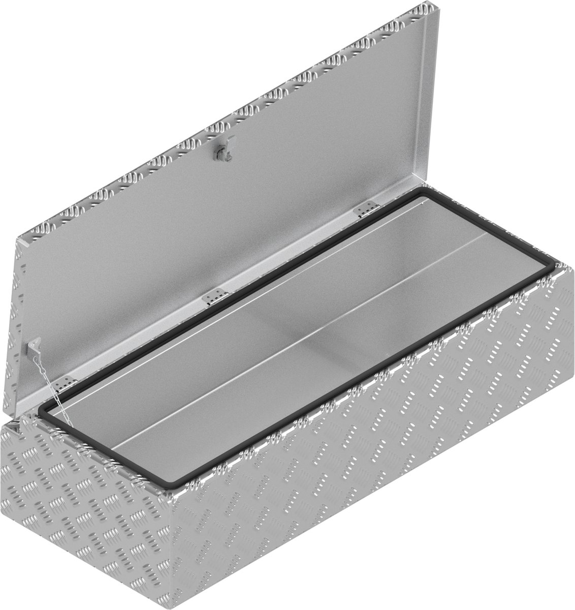 DE HAAN BOX HS - 900x380x230 mm - waterdichte en stofdichte aluminium traanplaat disselkist - voorzien van vlinderslot, spansluiting of t-sluiting