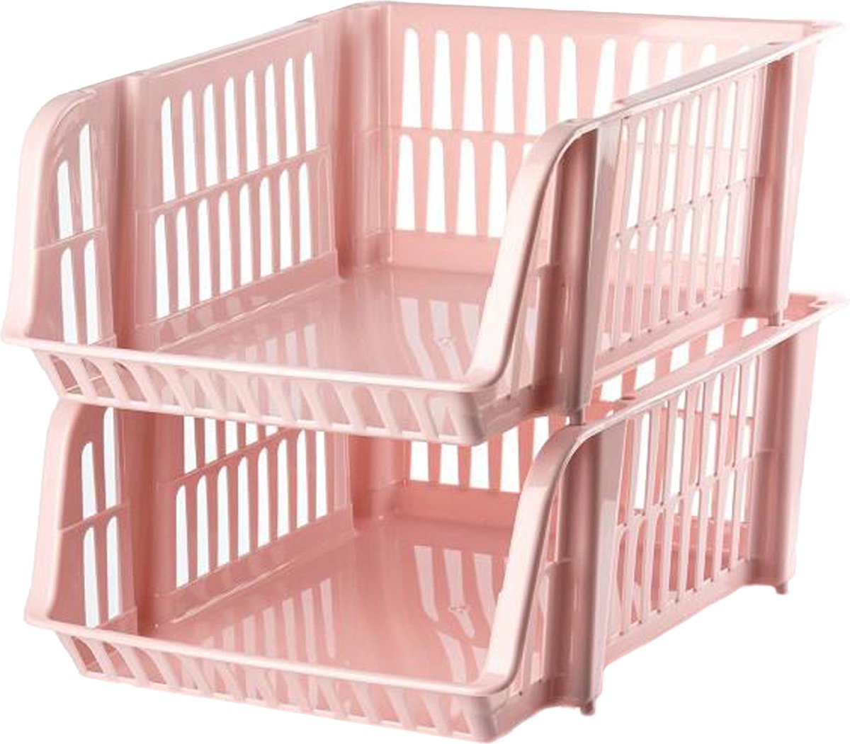 Plasticforte Stapelbare opbergmand - 2x - Oud roze - 16L - kunststof - 38 x 28 x 15 cm