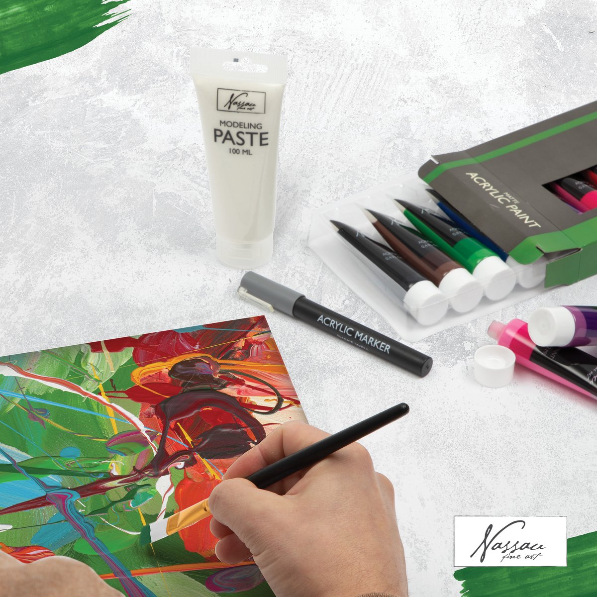 Acrylverf Set 38pcs - Starterset - Acrylverf - Penselen - Canvasdoeken - Modelleerpasta - Paletmessen - Acrylverf Marker Zwart - Geschikt voor hobbyartiest en ervaren kunstenaar — afbeelding 2