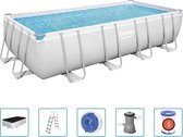 Bestway - Power Steel - Opzetzwembad inclusief filterpomp en accessoires - 488x244x122 cm - Rechthoekig