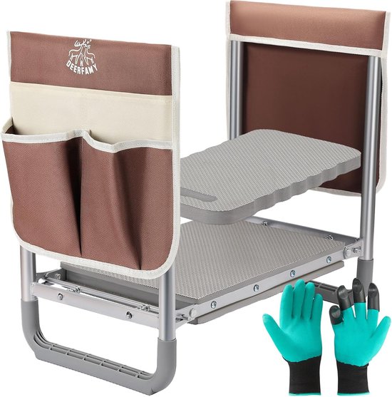 Agenouilloir De Jardin Pliable Avec Siège Confortable Et Poches à Outils - Tabouret Repose-Genoux Très Résistant Jusqu'à 150kg