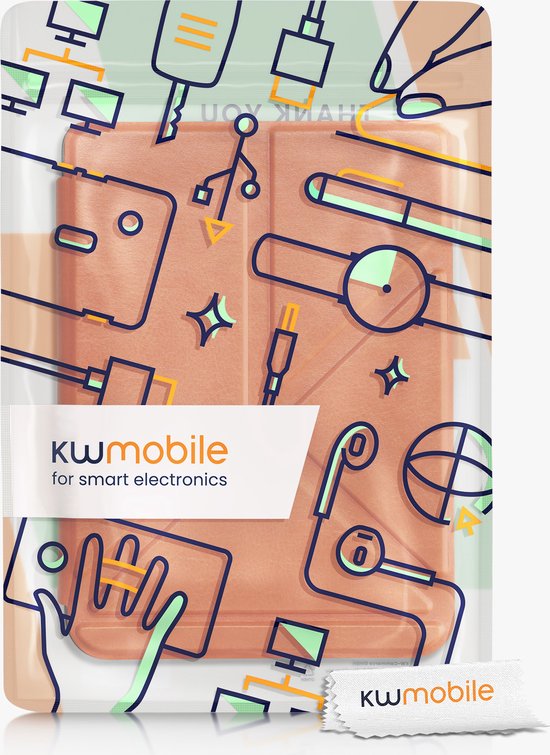 kwmobile e-reader hoesje geschikt voor Kobo Clara 2E hoes - Ereader flip case met standaard - E reader cover van kunstleer - In oranje — afbeelding 4