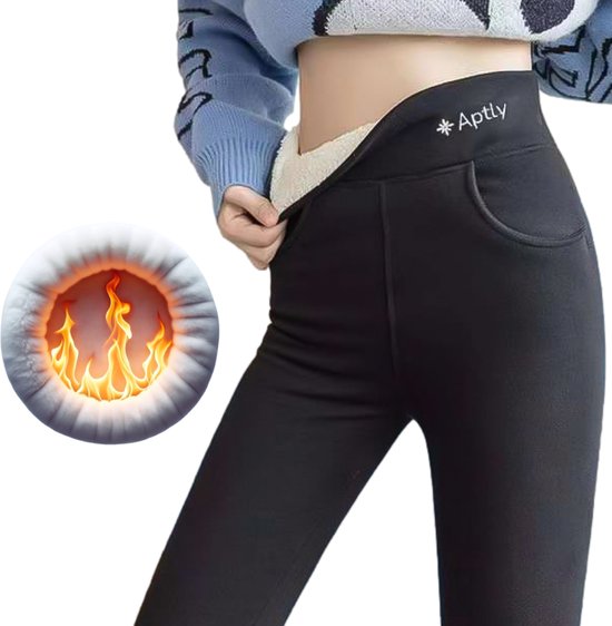 Fleece panty of thermo legging dames | Shop online - Legging - Zwart