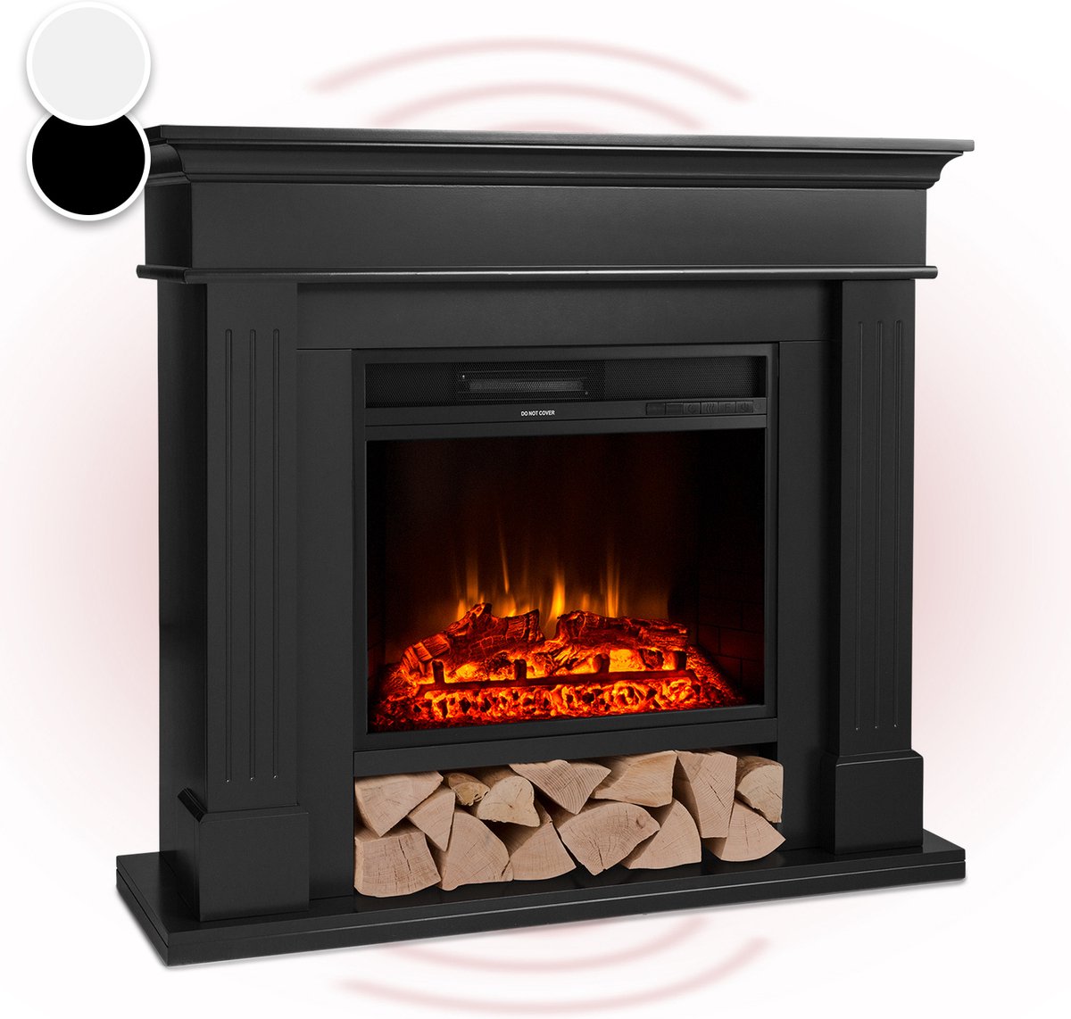 Klarstein decoratieve haard met LED-vlammen, elektrische haard met verwarming en haardvuur, 1800 W elektrische haard met afstandsbediening, timer en automatische temperatuurregeling, energiezuinige elektrische haarden
