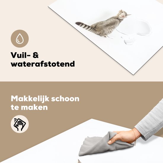 KitchenYeah® Inductie beschermer 78x52 cm - Kat - Huisdieren - Vacht - Kookplaataccessoires - Afdekplaat voor kookplaat - Inductiebeschermer - Inductiemat - Inductieplaat mat
