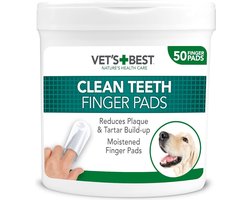 Vet's Best Dental Care Vingerdoekjes | Vermindert tandplak en verfrist de | Tanden reinigen vingerdoekjes voor honden en katten | 50 wegwerpdoekjes.