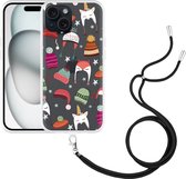 Cazy Hoesje met koord geschikt voor iPhone 15 Winter Hats