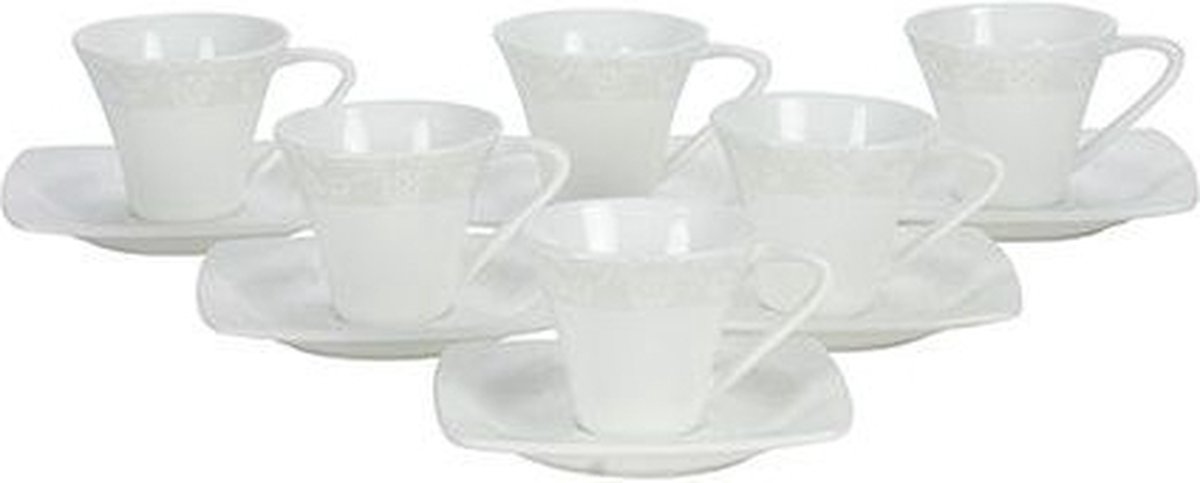 Bricard - espressoset - Cannes - 12-delig - keramiek - wit - complete koffieset