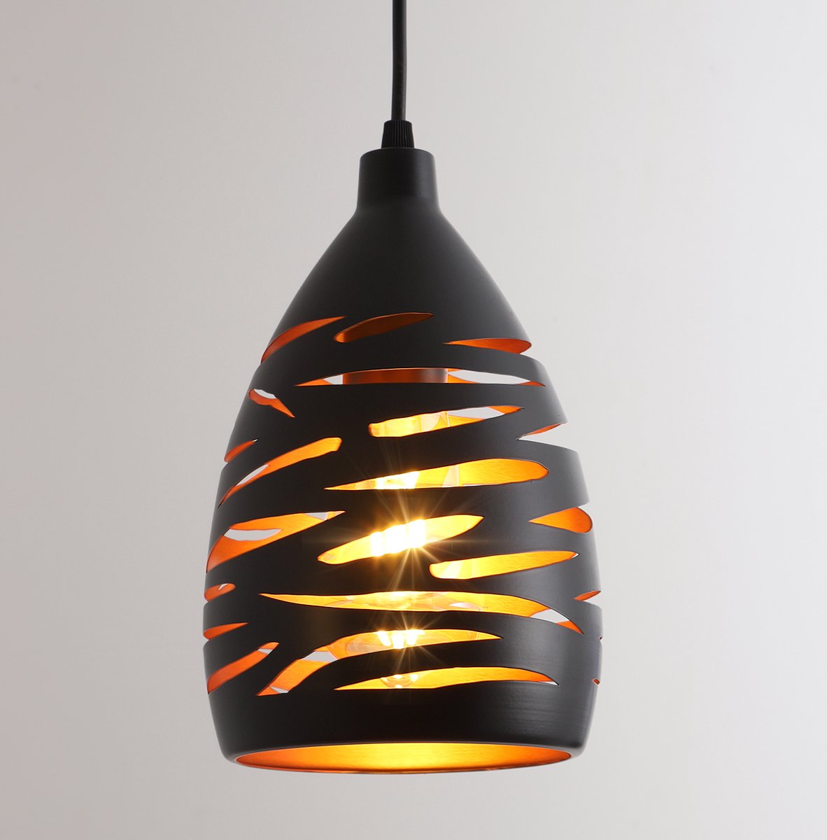 Delaveek-Vintage industriële Hanglamp - Metalen lantaarnlamp - Zwart - E27 Lampen