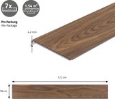 PVC vinyl vloer eiken uitloop met kliksysteem voor 1,5 m² 122x18 cm design vloerpatroon ML-Design