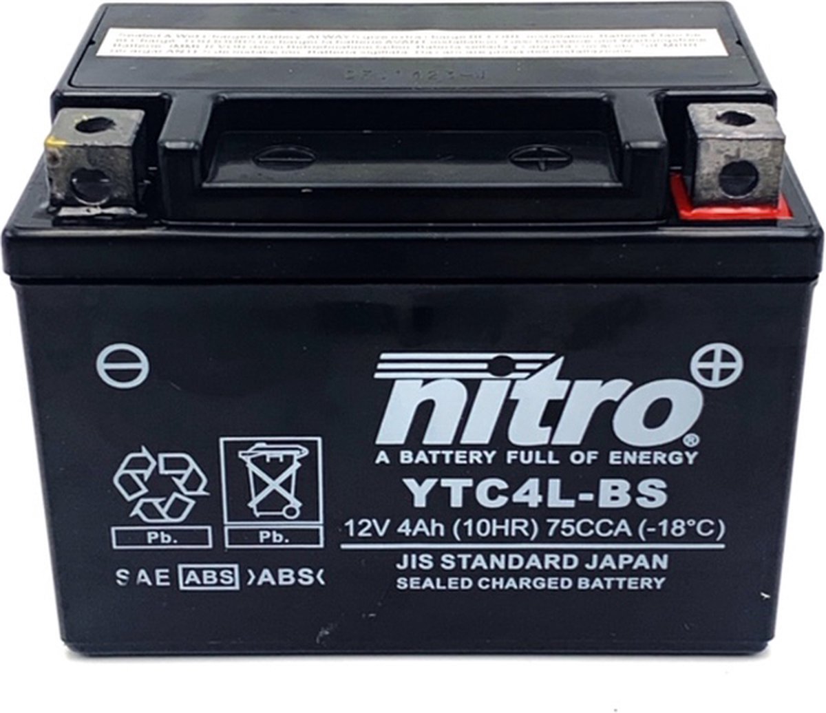 Batterie gel NITRO - 12V 4Ah - convient à de nombreux scooters 2 temps  (sans entretien) | bol