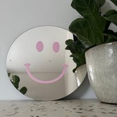 Lichtroze Smiley Spiegel - 38cm - Rond