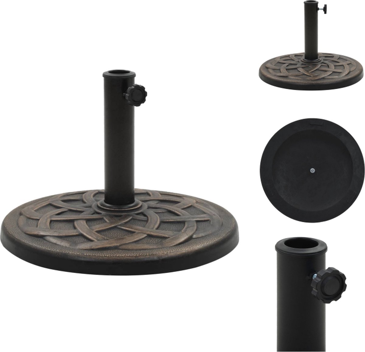 VidaXL parasolvoet rond 19kg polyresin bronskleurig