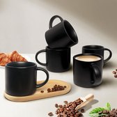 Keramische mok, set van 2 x 420 ml, gematteerde keramische koffiemok, theekop voor kantoor, thuis, gezondheid, cadeau, grote inhoud, zwart